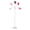 Lampe à pied contemporaine Medusa de Simple Designs de 67 po à plusieurs têtes à 5 ampoules avec col de cygne réglable - rose, blanche et grise