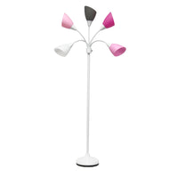 Lampe à pied contemporaine Medusa de Simple Designs de 67 po à plusieurs têtes à 5 ampoules avec col