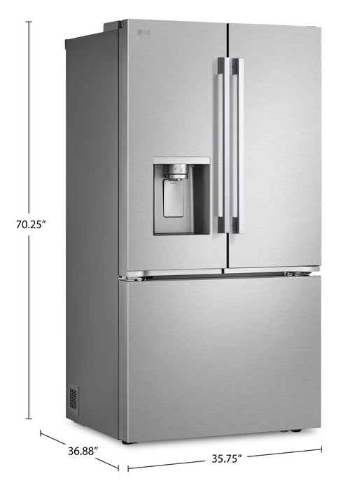 Réfrigérateur à 3 portes LG de 31 pi3 et de 36 po à portes françaises de profondeur standard MAXMD - LF31WSH63S