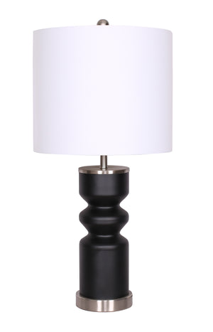 Lampe de table en acier brossé noir