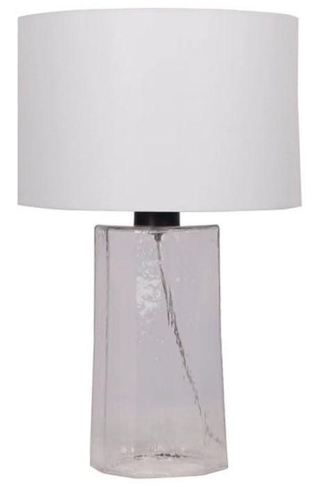 Lampe de table Clara de Kort & Co. de 24 po en verre transparent laiton antique