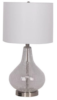  Lampe de table Elsie de Kort & Co. de 25 po en verre transparent avec port USB-C