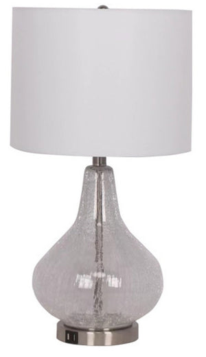 Lampe de table Elsie de Kort & Co. de 25 po en verre transparent avec port USB-C