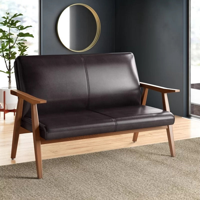 Causeuse Archduke de Manhattan Comfort de 51,2 po en similicuir - noir et ambre