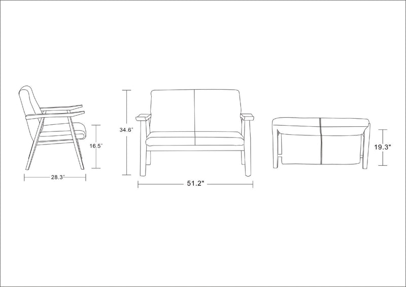 Causeuse Archduke de Manhattan Comfort de 51,2 po en similicuir - noir et ambre