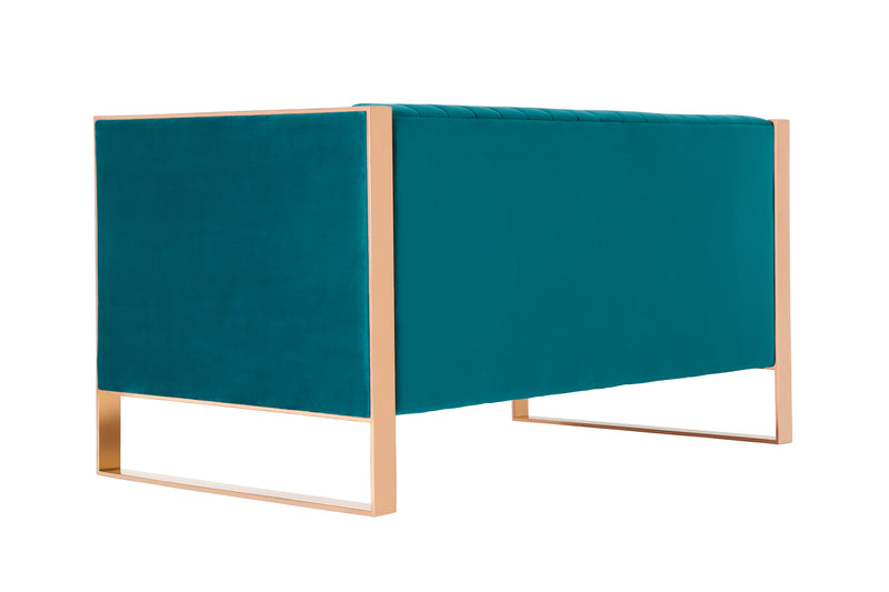 Causeuse Trillium de Manhattan Comfort de 57,48 po en velours - bleu turquoise et dorée