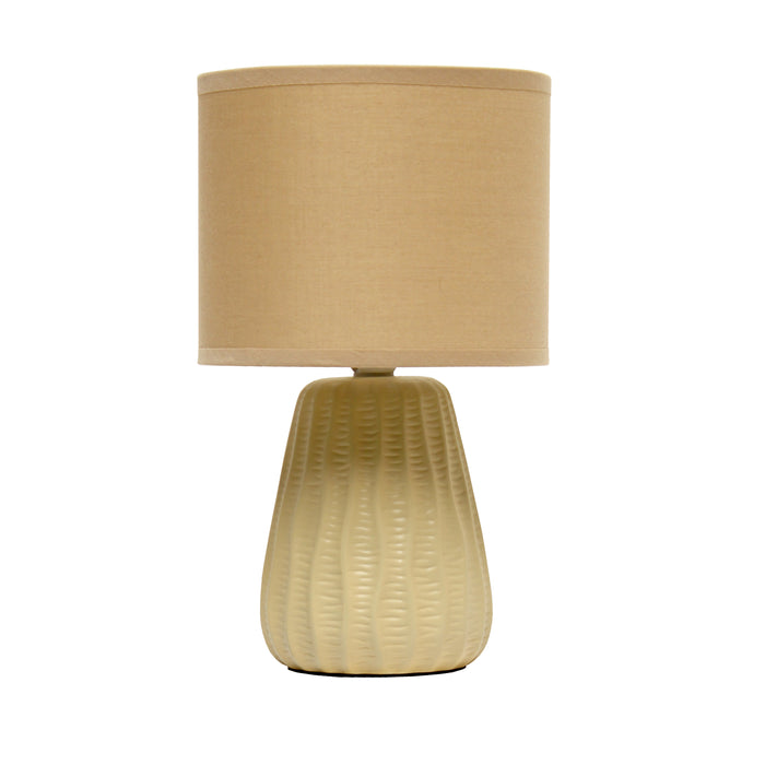 Mini lampe de table pastel, texturée, traditionnelle et moderne de Simple Designs de 11,02 po en céramique avec abat-jour en tissu assorti - tan