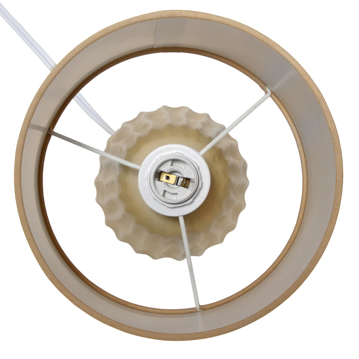 Mini lampe de table pastel, texturée, traditionnelle et moderne de Simple Designs de 11,02 po en céramique avec abat-jour en tissu assorti - tan