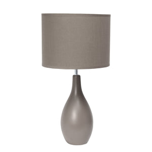 Lampe de table de Simple Designs à base en céramique en forme de quille ovale - grise