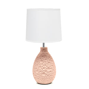 Lampe de table de Simple Designs ovale en céramique à stuc texturé - rose