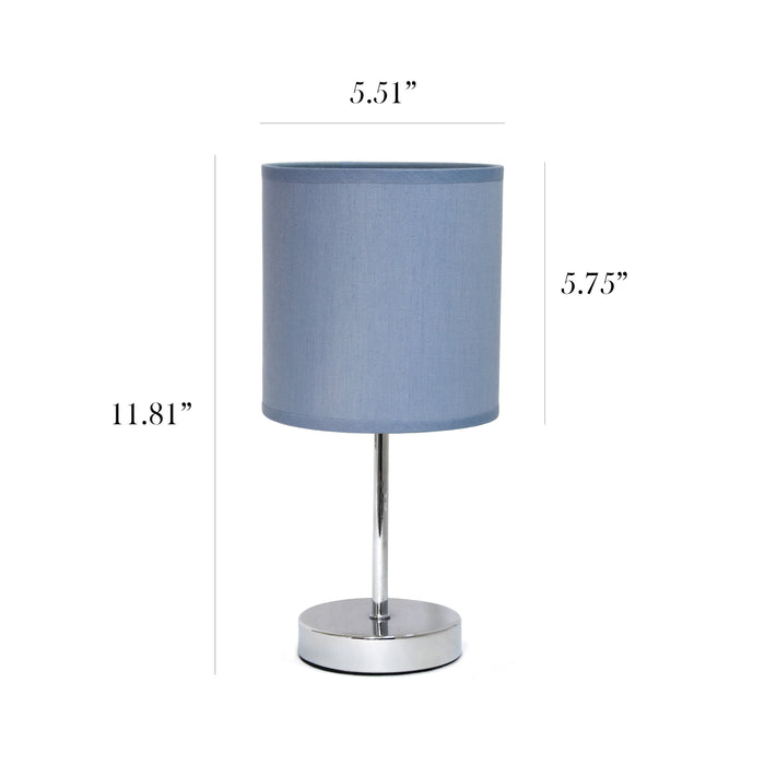 Mini lampe de table de base de Simple Designs chromée - bleue
