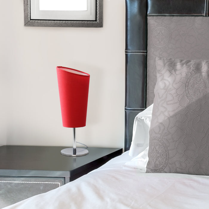 Mini lampe de table de Simple Designs avec abat-jour incliné en tissu - rouge