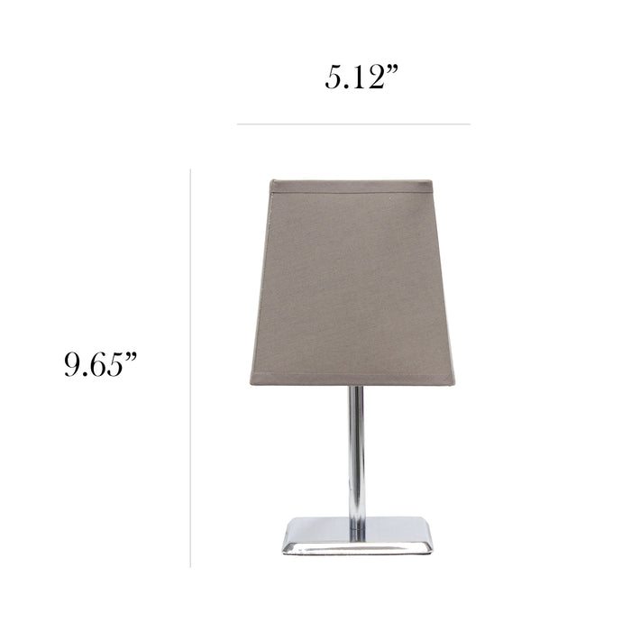 Mini lampe de table de Simple Designs avec abat-jour empire carré en tissu - grise