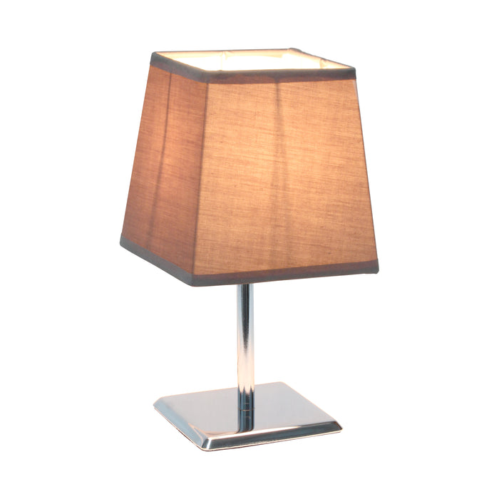Mini lampe de table de Simple Designs avec abat-jour empire carré en tissu - grise