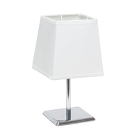 Mini lampe de table de Simple Designs avec abat-jour empire carré en tissu - blanche