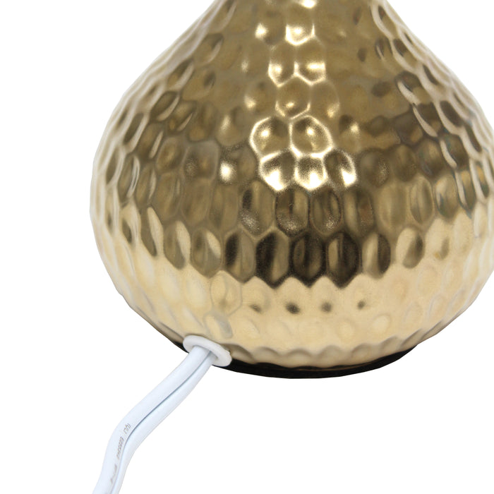 Mini lampe de table de Simple Designs en forme de goutte dorée martelée - noire