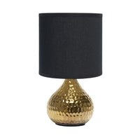 Mini lampe de table de Simple Designs en forme de goutte dorée martelée - noire