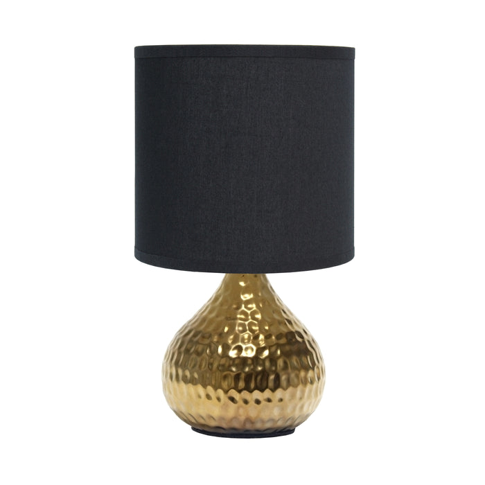 Mini lampe de table de Simple Designs en forme de goutte dorée martelée - noire