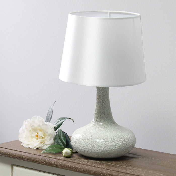 Lampe de table Genie de Simple Designs en carreaux de mosaïque en verre - blanche