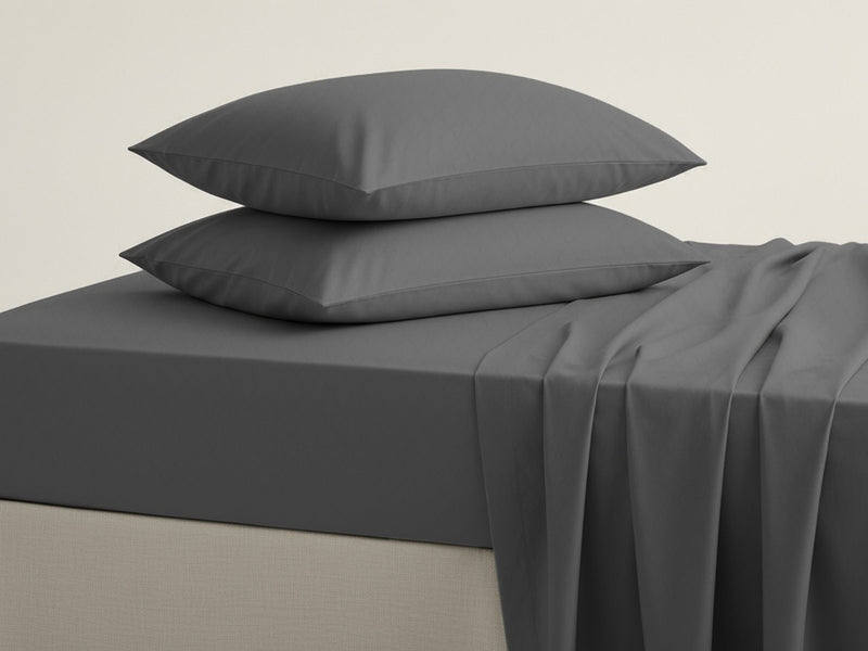 Ensemble de draps LUSOME de 4 pièces en coton à régulation de température pour très grand lit divisé - perle fumée 