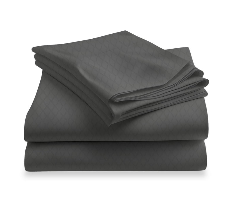 Ensemble de draps LUSOME de 4 pièces en coton à régulation de température pour très grand lit divisé - perle fumée 