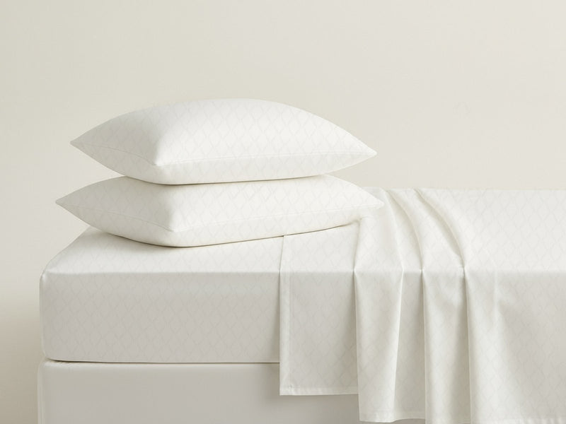 Ensemble de draps LUSOME de 4 pièces en coton à régulation de température pour très grand lit divisé - blanc