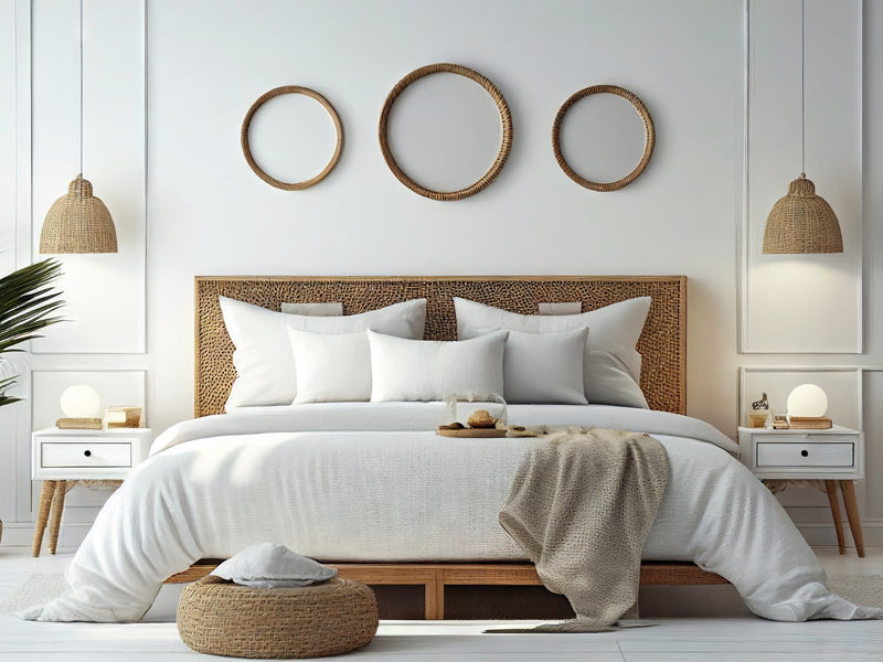 Ensemble de draps LUSOME de 4 pièces en coton à régulation de température pour très grand lit divisé - blanc