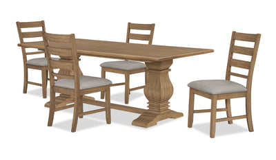 Maple 5pc Dining Set with Table and 4 Chairs, 84”W – Natural  | Ensemble de salle à manger Maple 5 pièces avec table de 84 po (L) et 4 chaises - naturel  | MAPLCDP5