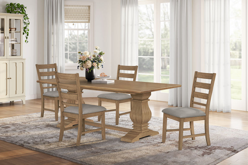 Ensemble de salle à manger Maple 5 pièces avec table de 84 po (L) et 4 chaises - naturel 