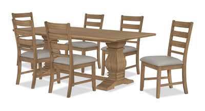 Maple 7pc Dining Set with Table and 6 Chairs, 84”W – Natural  | Ensemble de salle à manger Maple 7 pièces avec table de 84 po (L) et 6 chaises - naturel  | MAPLCDP7