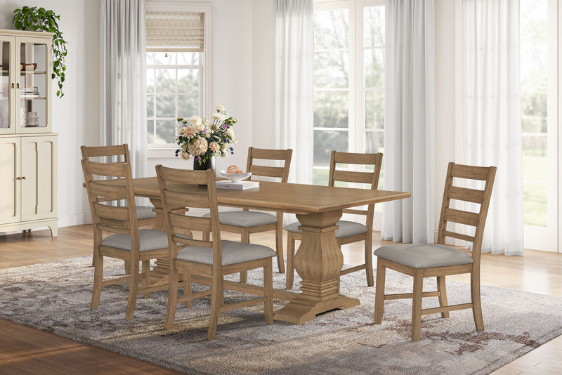 Ensemble de salle à manger Maple 7 pièces avec table de 84 po (L) et 6 chaises - naturel 