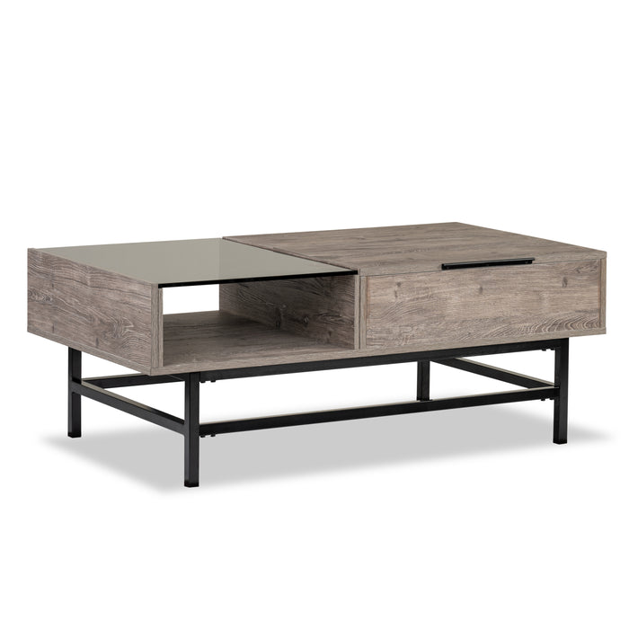 Table à café Matthew de 48 po avec dessus relevable et rangement - multicolore