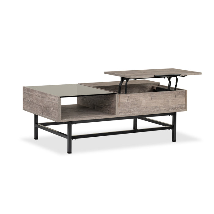 Table à café Matthew de 48 po avec dessus relevable et rangement - multicolore