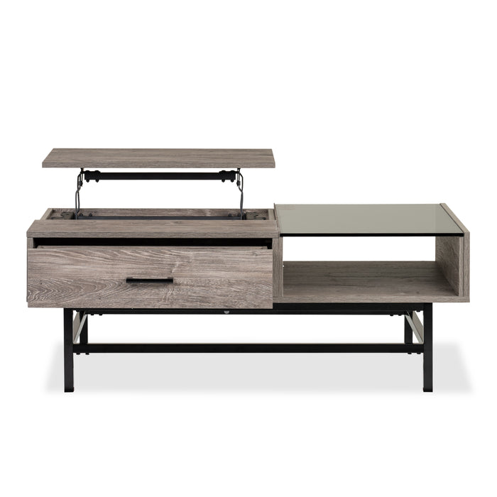 Table à café Matthew de 48 po avec dessus relevable et rangement - multicolore