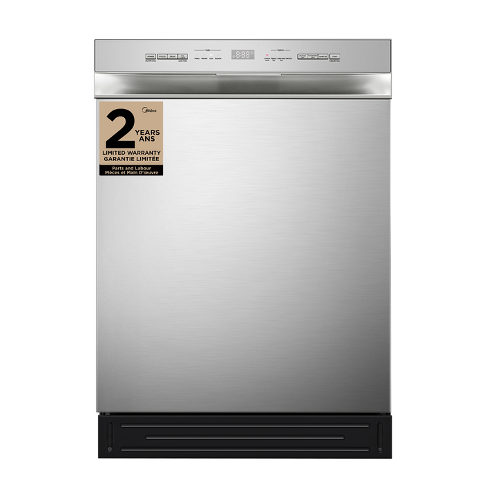 Lave-vaisselle Midea de 24 po avec commandes à l’avant et éclairage intérieur - MDF24P2BST