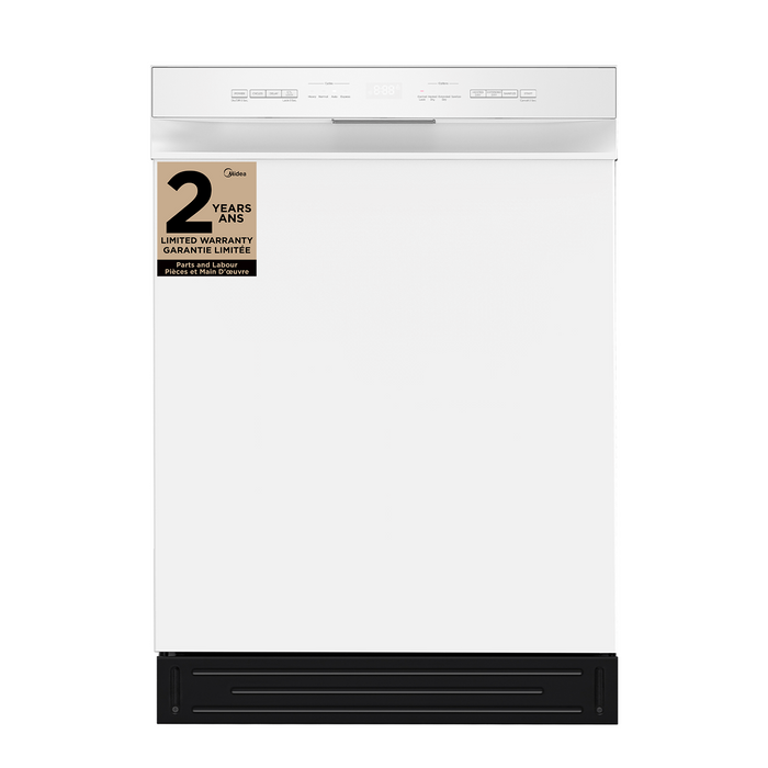 Lave-vaisselle Midea de 24 po avec commandes à l’avant et éclairage intérieur - MDF24P2BWW