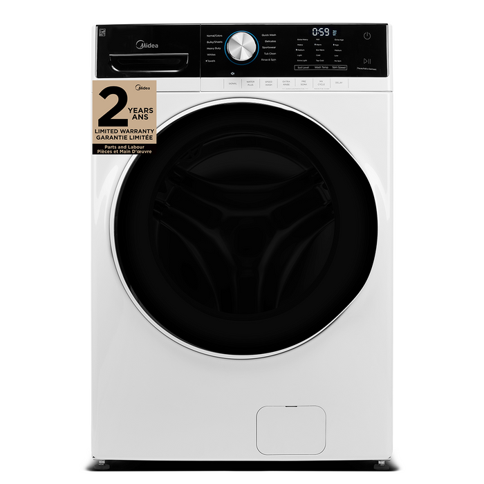 Laveuse haute efficacité Midea à chargement frontal de 5,2 pi³ - blanche - superposable - MLH52N4AWW