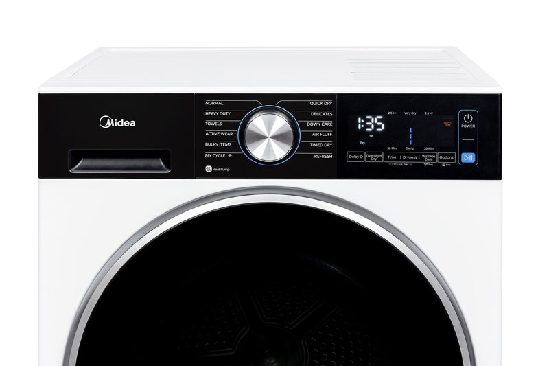 Sécheuse compacte Midea à chargement frontal de 4,4 pi³ avec pompe à chaleur et antifroissement - blanche - MLHE31S2BBW