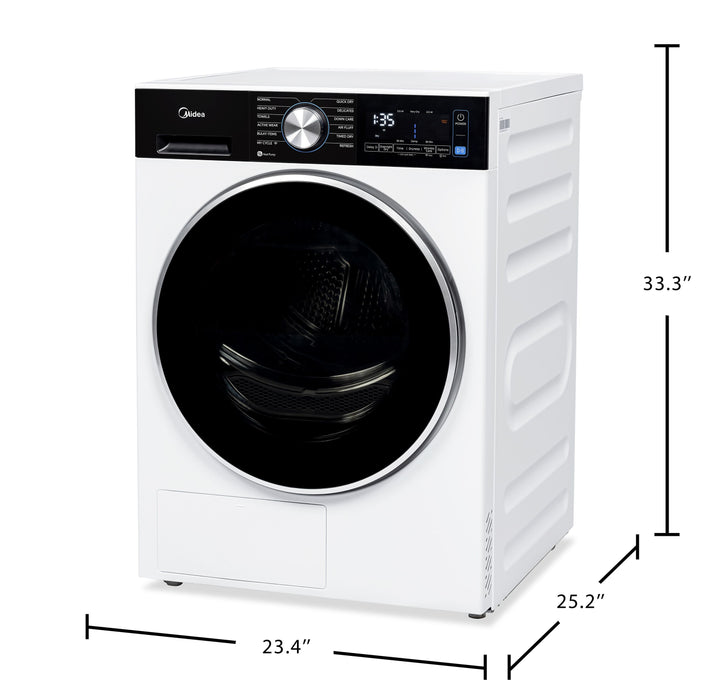 Sécheuse compacte Midea à chargement frontal de 4,4 pi³ avec pompe à chaleur et antifroissement - blanche - MLHE31S2BBW