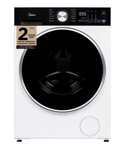 Midea 3.1 Cu. Ft. Front Load Compact Washer with PowerMix™ and Steam Care - MLHW31S2BBW | Laveuse compacte Midea à chargement frontal de 3,1 pi3 avec PowerMixMC et Steam Care - MLHW31S2BBW