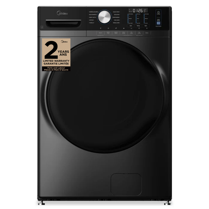 Laveuse Midea à chargement frontal de 5,2 pi³ avec soin à la vapeur – gris – MLHW52S7AGG