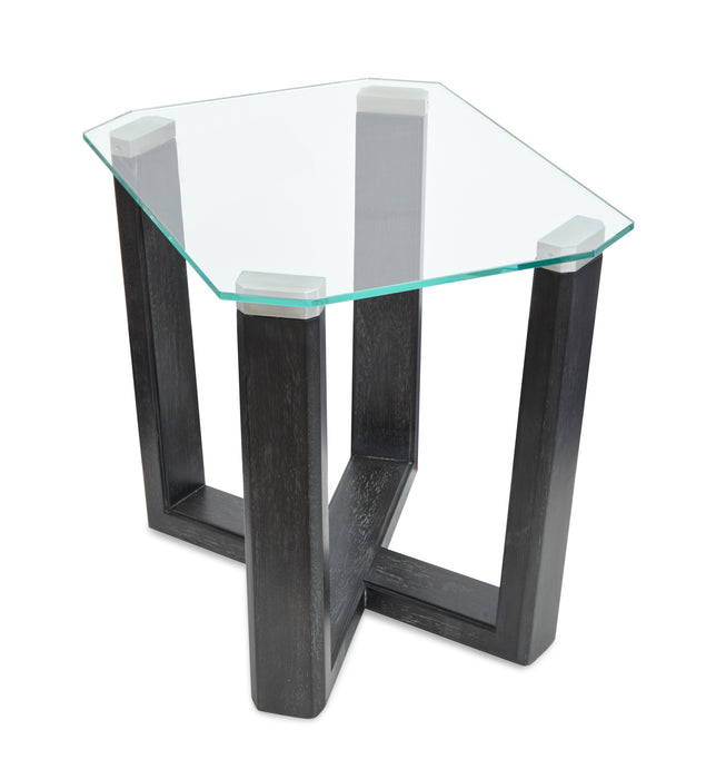 Table de bout Morden de 20 po avec dessus en verre - truffe noire