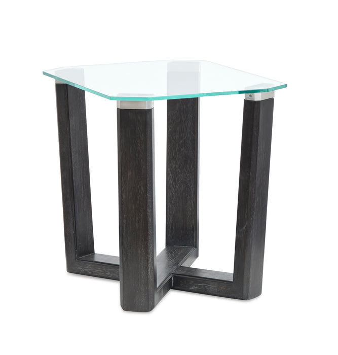 Table de bout Morden de 20 po avec dessus en verre - truffe noire