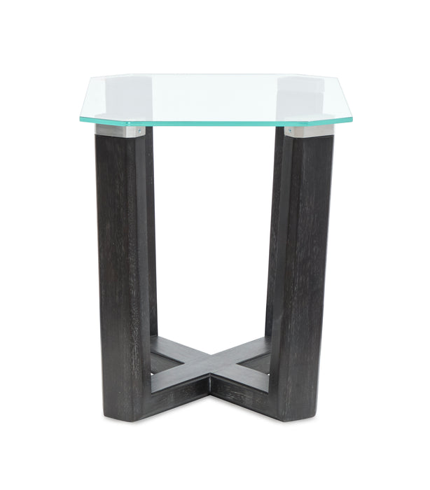 Table de bout Morden de 20 po avec dessus en verre - truffe noire