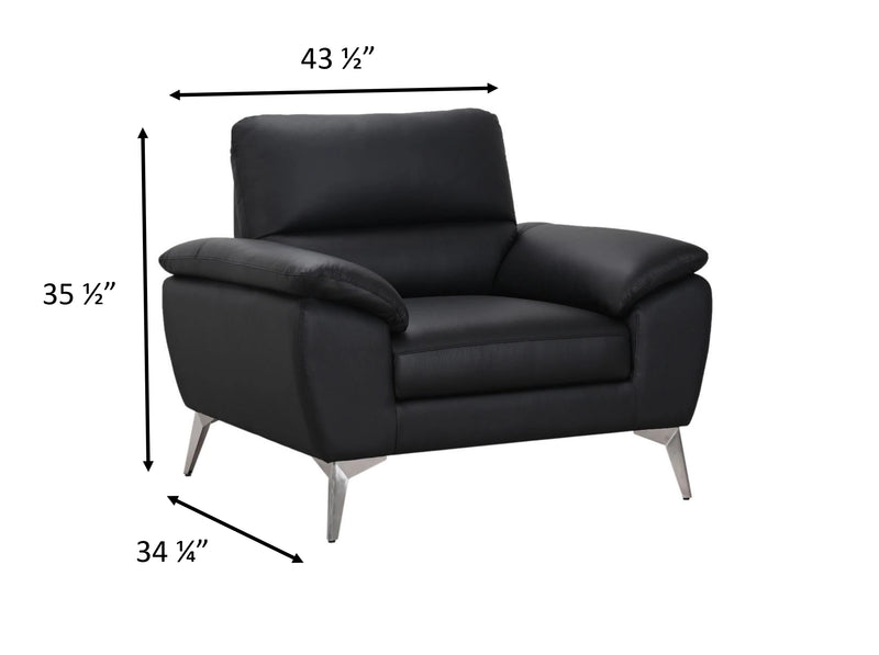 Fauteuil contemporain Mystic de 41,7 po en cuir véritable - noir