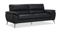  Sofa contemporain Mystic de 85,4 po en cuir véritable - noir