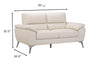 Mystic 65.7” Contemporary Genuine Leather Loveseat - Frost | Causeuse contemporaine Mystic de 65,7 po en cuir véritable - givre