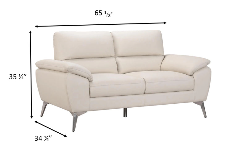 Causeuse contemporaine Mystic de 65,7 po en cuir véritable - givre