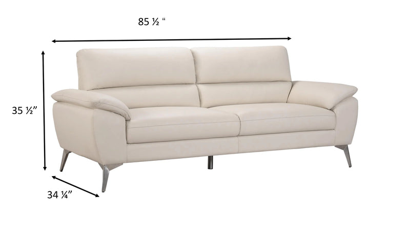 Sofa contemporain Mystic de 85,4 po en cuir véritable - givre