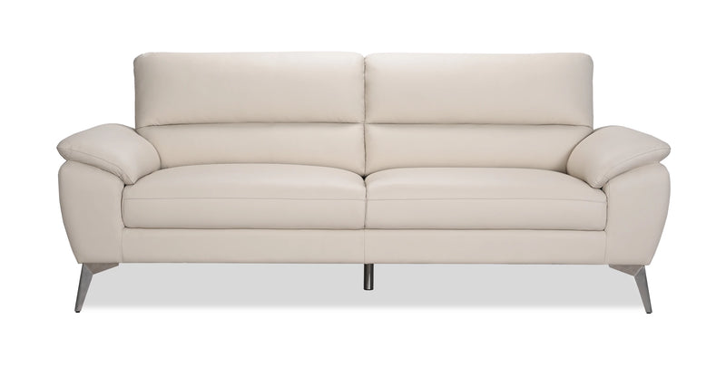 Sofa contemporain Mystic de 85,4 po en cuir véritable - givre